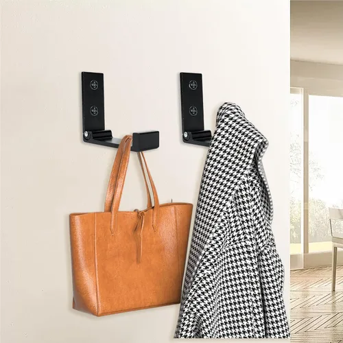 Vista 2 de Aynoo Gancho plegable para abrigos, 2 ganchos de pared plegables, ganchos de metal resistente para toallas, paquete de 2