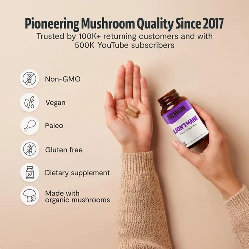Vista 8 de FreshCap Mushrooms Paquete de rendimiento (cápsulas de melena de león y cápsulas Cordyceps)