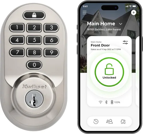 Vista 12 de Kwikset Halo - Cerradura inteligente Wi-Fi, cerradura de puerta sin llave con cerrojo, desbloqueo automático por geocerca, certificación grado AAA