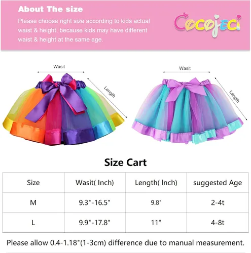 Vista 7 de Cocojeci 5 tutú de arcoíris en capas con ala de unicornio, diadema de sirena de unicornio, regalo para niñas