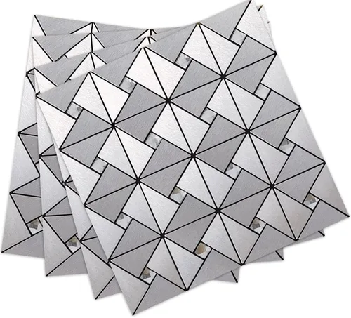 Vista 12 de DICOFUN 1 hoja de azulejo adhesivo de mármol gris para salpicaduras, azulejos de metal mixto con astillas plateadas para cocina y baño, adhesivo