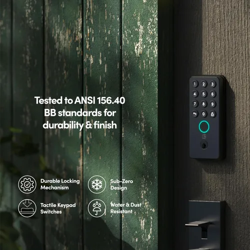 Vista 9 de igloohome Cerradura inteligente Deadbolt Go con huella digital, llaves digitales, códigos PIN remotos, puente WiFi (se vende por separado), probado