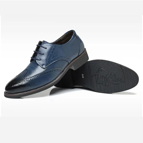 Vista 3 de Zapatos de vestir para hombre, zapatos clásicos con cordones, zapatos Oxford de negocios para hombres, boda, fiesta, moda, zapatos con punta de ala