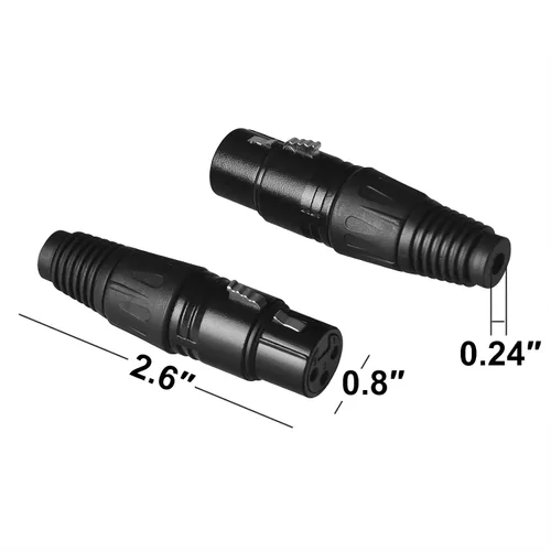 Vista 2 de Conector XLR hembra de 3 pines para cables de serpiente de audio DMX (20 unidades) Se adapta a un diámetro de cable de 0.24 pulgadas