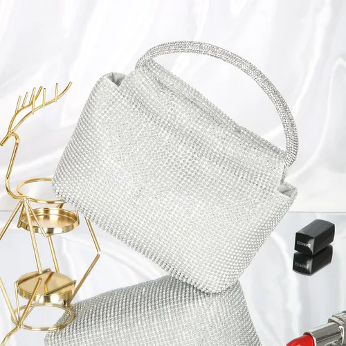 Vista 2 de Bolsos de mujer con diamantes de imitación de cristal, bolsos de noche con purpurina
