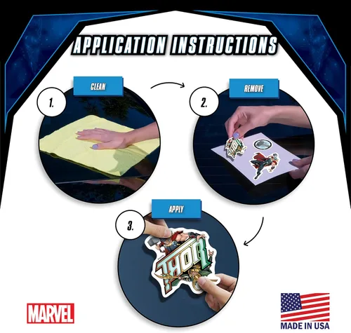 Vista 6 de Marvel Thor - Juego de 3 calcomanías de vinilo para exteriores, para automóvil, laptop, computadora, botella de agua, calcomanías de Marvel