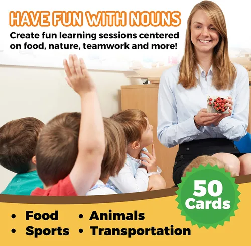 Vista 4 de 50 Tarjetas de sustantivos, tarjetas fotográficas educativas divertidas para construir vocabulario para niños, educación en casa, adultos, personas