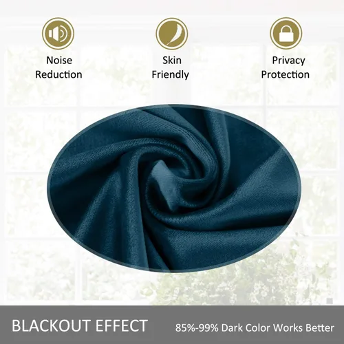 Vista 4 de cololeaf Panel de cortinas opacas de terciopelo con forro para cine en casa, cortina de ganchos planos para barra transversal o pista, 100 pulgadas