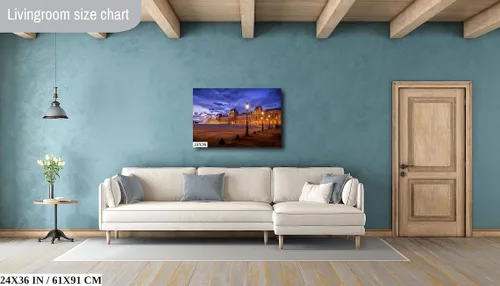 Vista 6 de Louvre Pyramid, Paris Architecture Print, Paris Wall Art, Paris Travel Poster - Print/Canvas/Acrylic/Metal (Canvas (3 Panel) Print, 36x72 Inches)