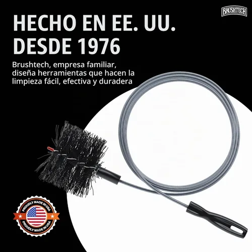 Vista 7 de Brushtech B68C cepillo para limpiar y secar conductos de ventilación, 10 pies de longitud