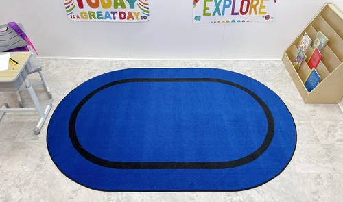 Vista 2 de KidCarpet Montessori - Alfombra ovalada de nailon, 4 x 6 pies, azul/negro (FE731-23A)
