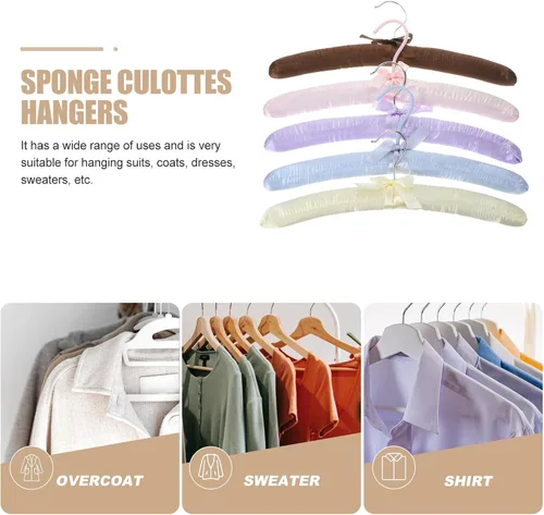 Vista 6 de 5 perchas acolchadas de satén antideslizantes para ropa, perchas para suéteres, perchas para vestidos de boda, perchas para vestidos de boda