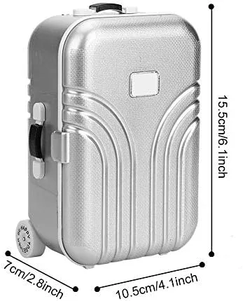 Vista 5 de Asixxsix Maleta de viaje de mini muñecas - Caja de equipaje con ruedas para muñecas (plateada)