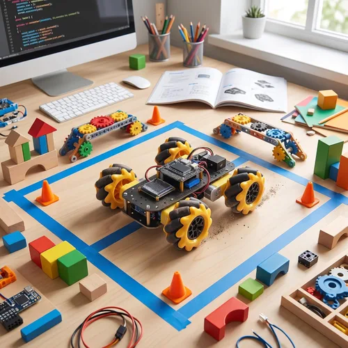 Vista 3 de Mecanum Wheel Robot Kit con ruedas omnidireccionales de 2.362 in para proyectos STEM de motor TT Construir autos inteligentes y robots