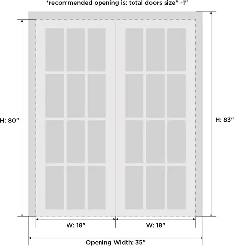 Vista 6 de VDOMDOORS Mela 7444 Puertas interiores de derivación, sin vidrio, MDF, 36x80, blanco, accesorios de estilo moderno incluidos