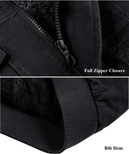 Vista 5 de EKLENTSON Men's Winter Jacket with Multi Pockets Zip Front Thick Thermal Fleece Lined Coat Work Cargo Jacket for Men