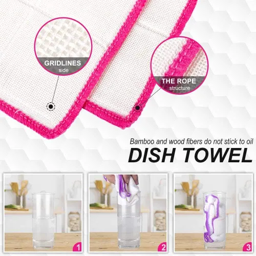 Vista 3 de Juego de paños de cocina de 10 piezas, toallas reutilizables y altamente absorbentes para cocinas, baños y encimeras de limpieza.
