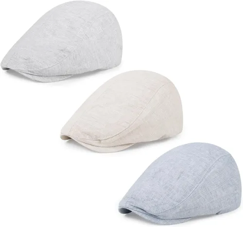 Vista 14 de 3 piezas de gorra Newsboy de algodón para hombre, gorra plana ajustable genial