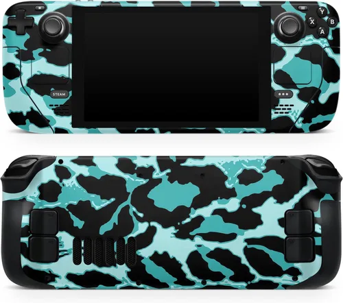Vista 19 de DesignSkinz - Compatible con Steam Deck - Calcomanía protectora de vinilo resistente a los arañazos para juegos - Patrón azteca azul y negro V2