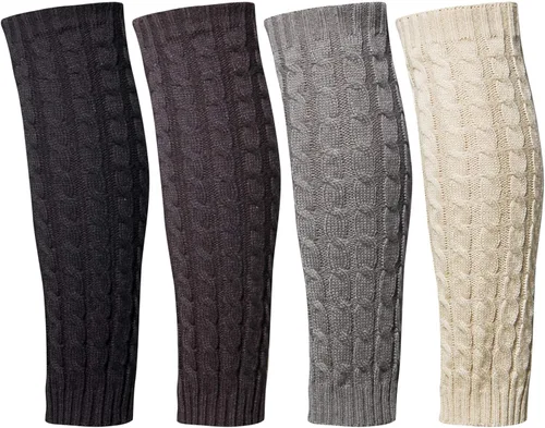 Vista 4 de Loritta 4 Pairs Women Knit Leg Warmers Winter Warm Long Boot Socks