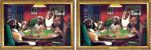 Vista 2 de buyartforless C.M. Cooldige (A Bold Bluff) - Póster de perros jugando al póquer, 36 x 24 pulgadas, impresión artística divertida e icónica