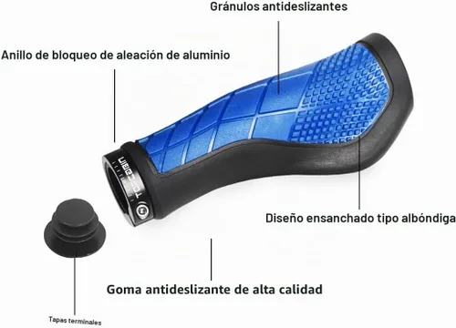 Vista 4 de TOPCABIN Empuñaduras de bicicleta, diseño ergonómico, empuñaduras de goma de dos colores para manillar de bicicleta con cómodos agarres de manillar