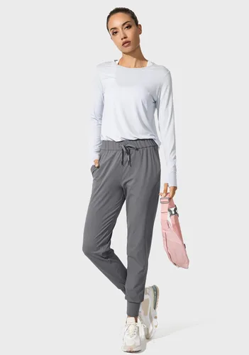 Vista 5 de SANTINY - Pantalones deportivos para mujer, con bolsillos y cordón ajustable, para correr, descansar, entrenar y trotar