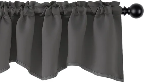 Vista 16 de Cenefas Deconovo festoneadas para cortinas pequeñas para oscurecimiento con barra de cortina sólida