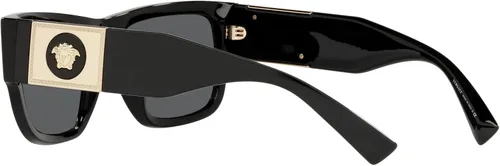 Vista 3 de Versace - Gafas de sol para hombre, marco negro, lentes gris oscuro, 56 mm