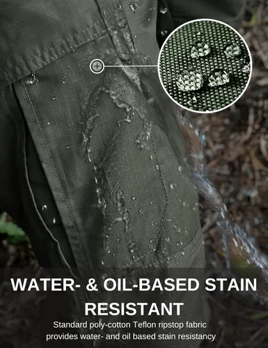 Vista 4 de Pantalones de senderismo para hombre, Ripstop tácticos para hombre, pantalones de trabajo ligeros para hombre, impermeables, BDU para viajes al aire