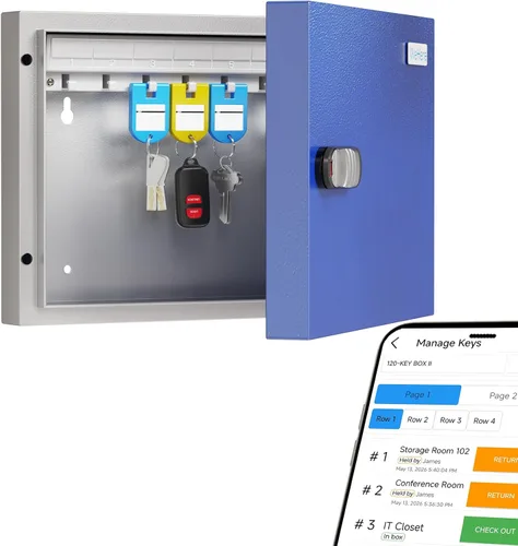Vista 11 de Caja de bloqueo de 16 llaves de montaje en pared, APP Bluetooth/Contraseña de una sola vez/Control remoto Wi-Fi, gabinete de llaves inteligente