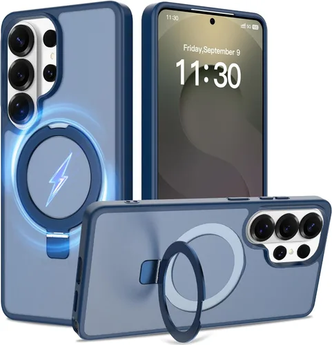 Vista 27 de Funda con soporte ultra magnético para iPhone 15 Pro [protección militar contra caídas] [compatible con MagSafe] a prueba de golpes, translúcida