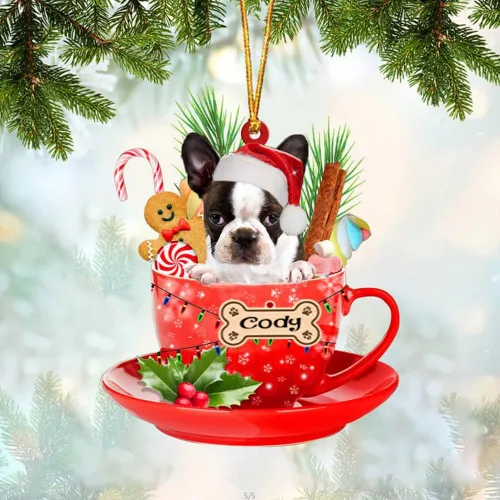 Vista 46 de NAZENTI Adorno personalizado de Alaskan Malamute en taza roja, adorno de Navidad personalizado para perros amantes de las mascotas, colgante