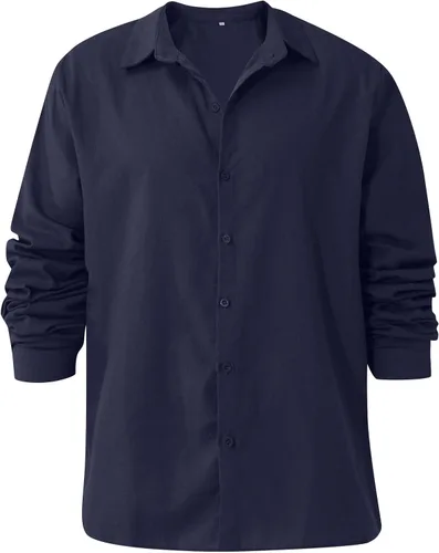 Vista 3 de Camisas con botones para hombre, sin arrugas, ajuste regular, 4 vías, elásticas, cuello alto, talla L-5XL