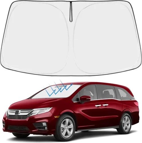Vista 127 de Proadsy Parasol para parabrisas Rivian R1S 2022-2025 2026 de 4 capas plegable, protector de parasol frontal que bloquea los rayos UV, mantiene