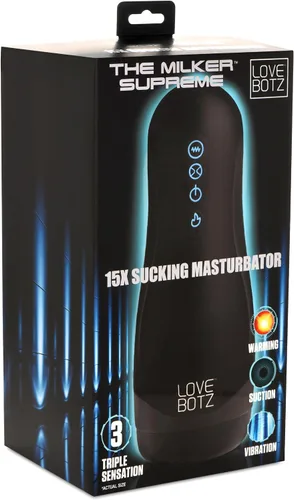Vista 7 de LoveBotz Auto Milker 15X - Masturbador masculino exprimidor con triple sensación, vibración de calentamiento para apretar, juguete de placer sexual