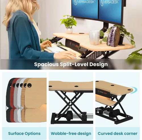 Vista 4 de VERSADESK PowerPro Elite - Convertidor de escritorio eléctrico ajustable de 36 pulgadas con controlador programable y concentrador USB. Aplicación