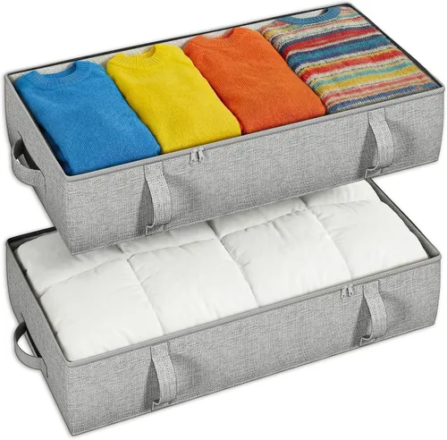 Vista 9 de TidyCorner 2-Pack Under Bed Storage Containers, 4.5 Inches Tall Low Profile Underbed Clothes Storage Organizer Bin with Sturdy Sidewalls/Bottom