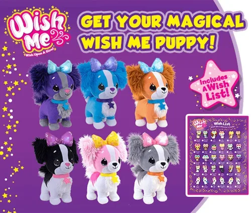 Vista 4 de Pets - Animales de peluche con luz LED, cachorro Cavalier gris esponjoso con lazo rosa
