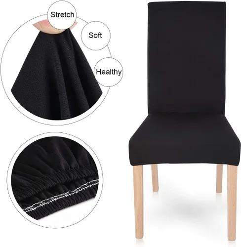 Vista 4 de Juego de 10 fundas para silla, fundas elásticas para sillas Parsons, de elastano, extraíbles, lavables, fundas protectoras para sillas de cocina