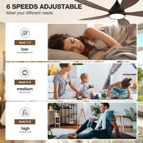 Vista 4 de Ventiladores de techo inteligentes de 52 pulgadas con luz, ventilador de techo reversible de 5 aspas con Alexa, controles de aplicación y control