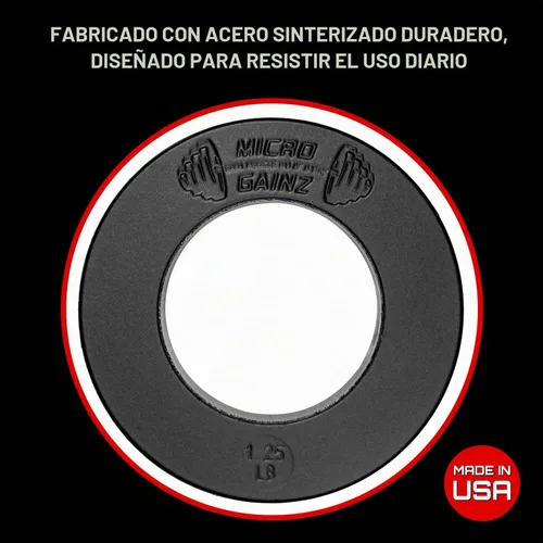 Vista 6 de Micro Gainz - Juego de discos de peso olímpicos fraccionales, juego de 10 discos olímpicos con bolsa, diseñado para pesas olímpicas