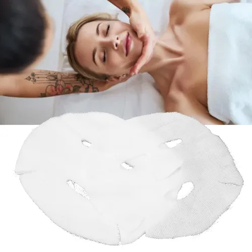 Vista 4 de Yosoo Máscaras faciales de gasa, 50 unidades, máscara de gasa fuerte permeabilidad, absorción de agua, desechables, hojas de máscara facial