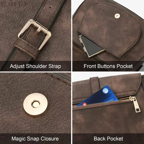 Vista 4 de CLUCI Bolso cruzado para mujer, bolso cruzado de cuero vegano para mujer, bolsos cruzados, bolsos pequeños de hombro