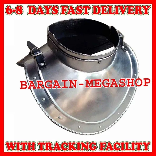 Vista 3 de Epic Iron Gorget Set 18 Gauge Medieval Neck Plate Armour Knight Gótico Armor Plata