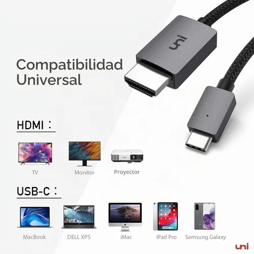 Vista 9 de uni Cable USB C a HDMI de 3 pies 4K a 30 Hz, cable USB tipo C de una vía
