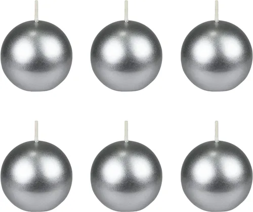Vista 3 de Zest Candle Velas de bola de 6 piezas, 3 pulgadas, plata metálica