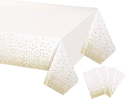 Vista 10 de Gexolenu Paquete de 2 manteles de plástico desechables de alta calidad para mesas rectangulares (54 x 108 pulgadas), manteles desechables Negro