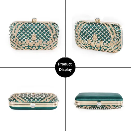 Vista 6 de DA BODAN - Bolso de noche para mujer, estilo vintage, con cuentas y lentejuelas y perlas, bolso de hombro para boda, novia, fiesta de graduación