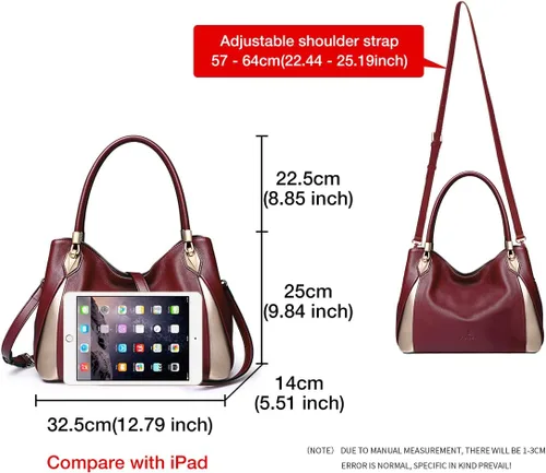 Vista 3 de Bolso de mano de cuero genuino para mujer, bolso de hombro con asa superior